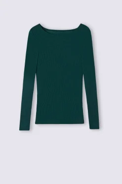 Maglia Manica Lunga a Girocollo Ampio in Lana e Seta
