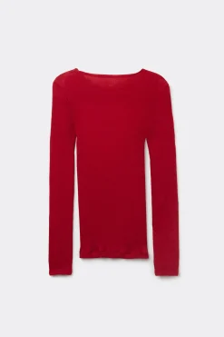 Maglia Manica Lunga a Girocollo Ampio in Lana e Seta