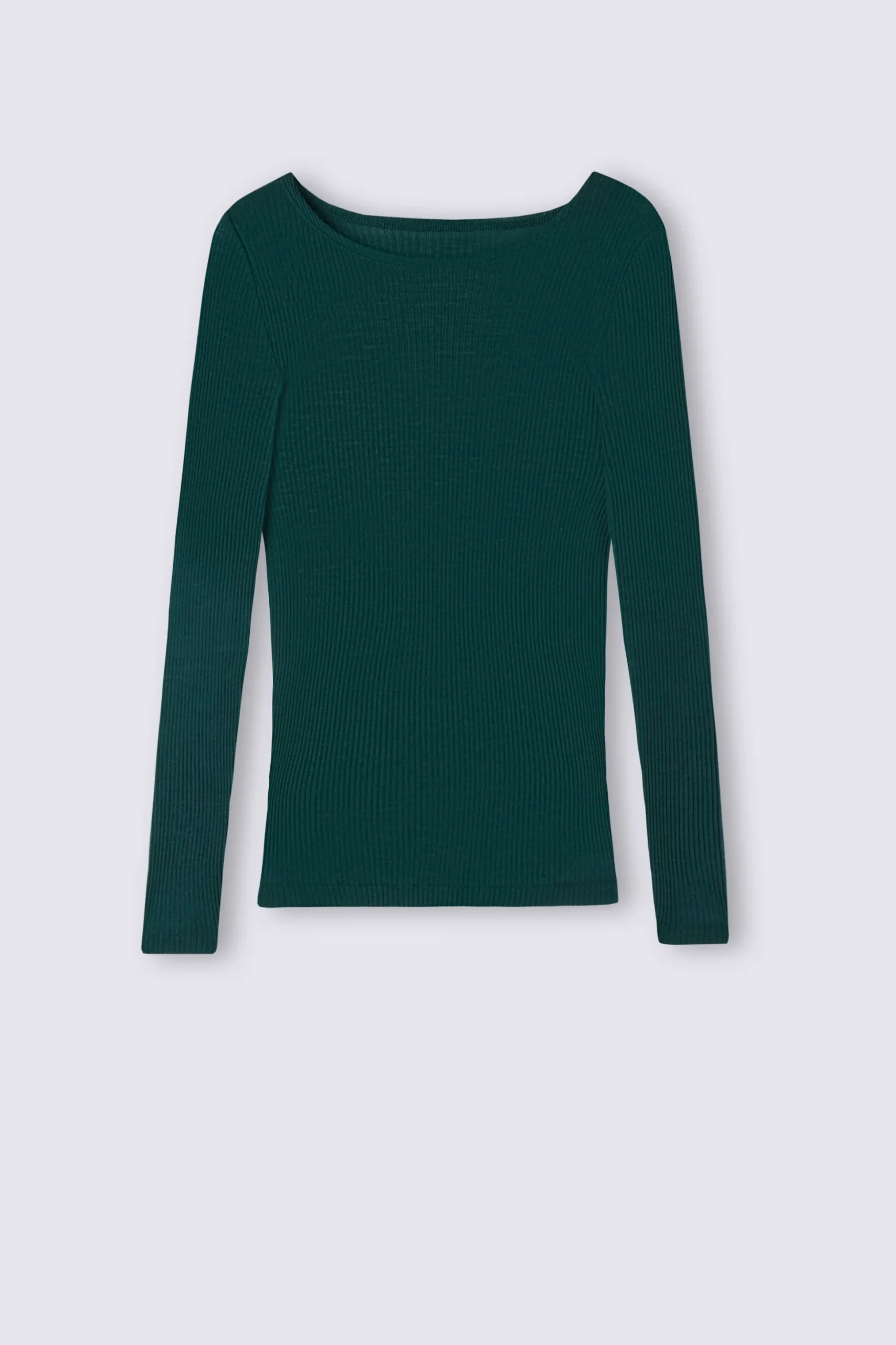 Maglia Manica Lunga a Girocollo Ampio in Lana e Seta