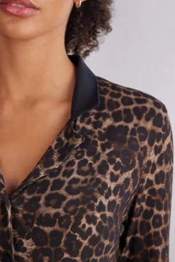 Maglia Manica Lunga Aperta Davanti Modal Luxurious Leopard