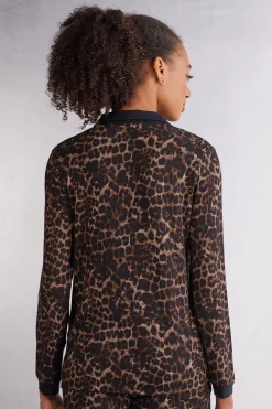 Maglia Manica Lunga Aperta Davanti Modal Luxurious Leopard