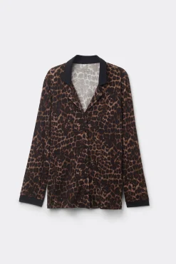 Maglia Manica Lunga Aperta Davanti Modal Luxurious Leopard