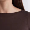 Maglia Manica Lunga in Modal con Cashmere e Scollo a Barchetta