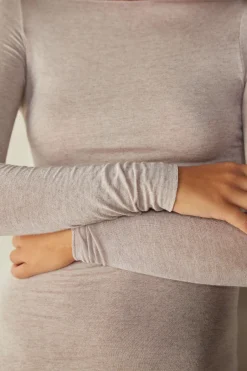 Maglia Manica Lunga in Modal con Cashmere e Scollo a Barchetta