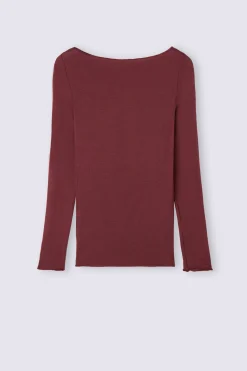 Maglia Manica Lunga in Modal con Cashmere e Scollo a Barchetta