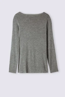 Maglia Manica Lunga in Modal con Cashmere e Scollo a Barchetta