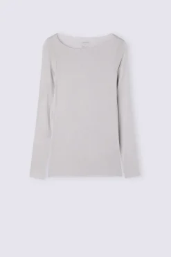 Maglia Manica Lunga in Modal con Cashmere e Scollo a Barchetta