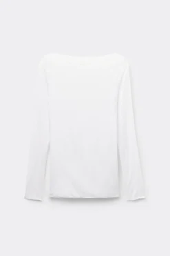 Maglia Manica Lunga in Modal con Cashmere e Scollo a Barchetta