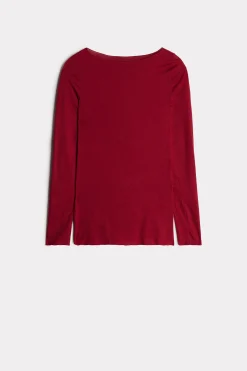 Maglia Manica Lunga in Modal con Cashmere e Scollo a Barchetta