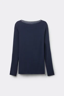Maglia Manica Lunga in Modal con Cashmere e Scollo a Barchetta