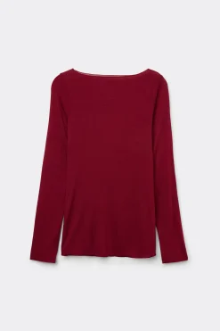 Maglia Manica Lunga in Modal con Cashmere e Scollo a Barchetta