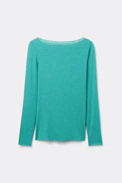 Maglia Manica Lunga in Modal con Cashmere e Scollo a Barchetta