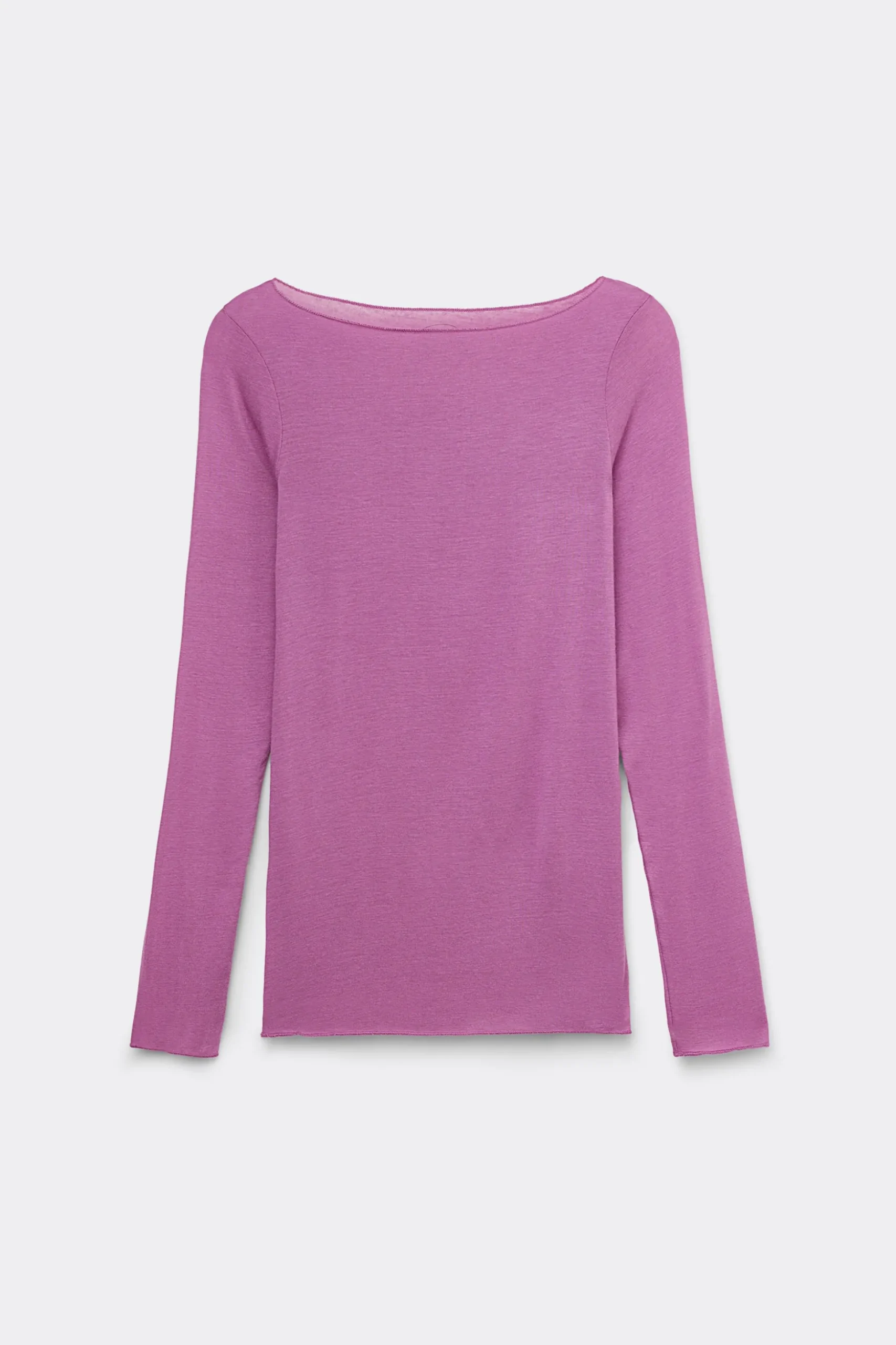 Maglia Manica Lunga in Modal con Cashmere e Scollo a Barchetta