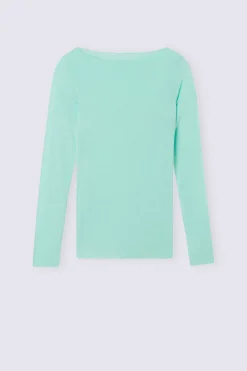 Maglia Manica Lunga in Modal con Cashmere e Scollo a Barchetta