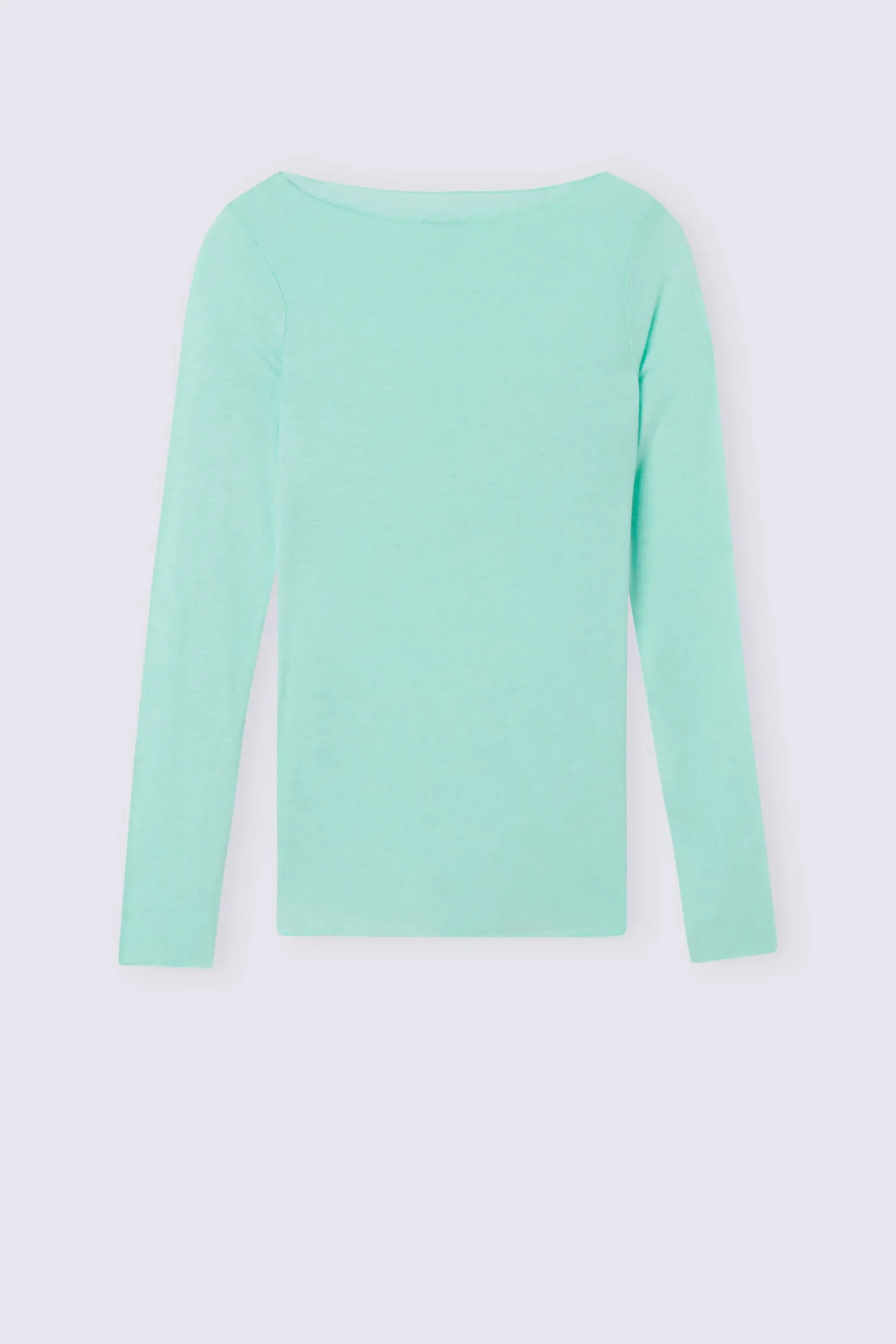 Maglia Manica Lunga in Modal con Cashmere e Scollo a Barchetta