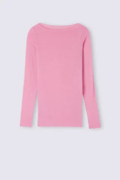 Maglia Manica Lunga in Modal con Cashmere e Scollo a Barchetta