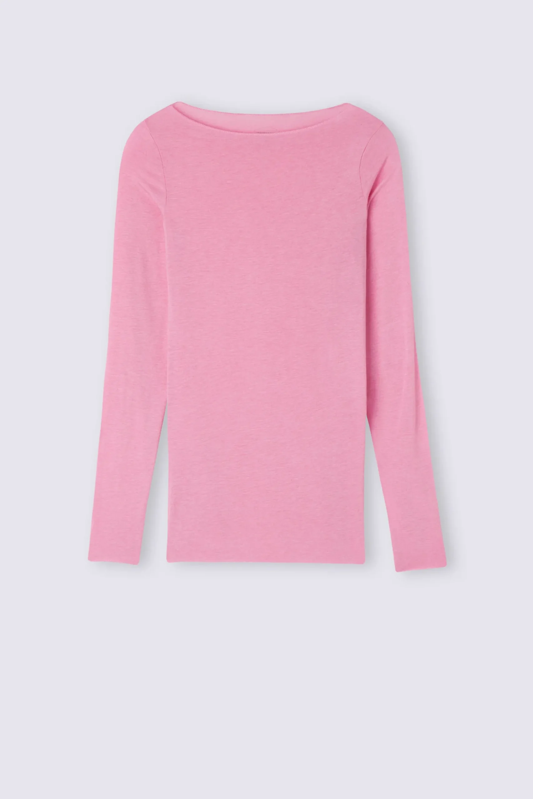 Maglia Manica Lunga in Modal con Cashmere e Scollo a Barchetta