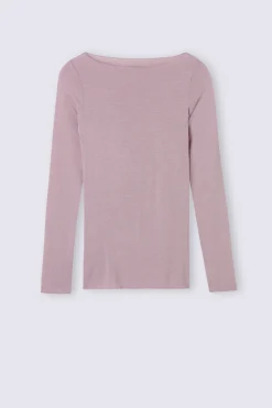 Maglia Manica Lunga in Modal con Cashmere e Scollo a Barchetta