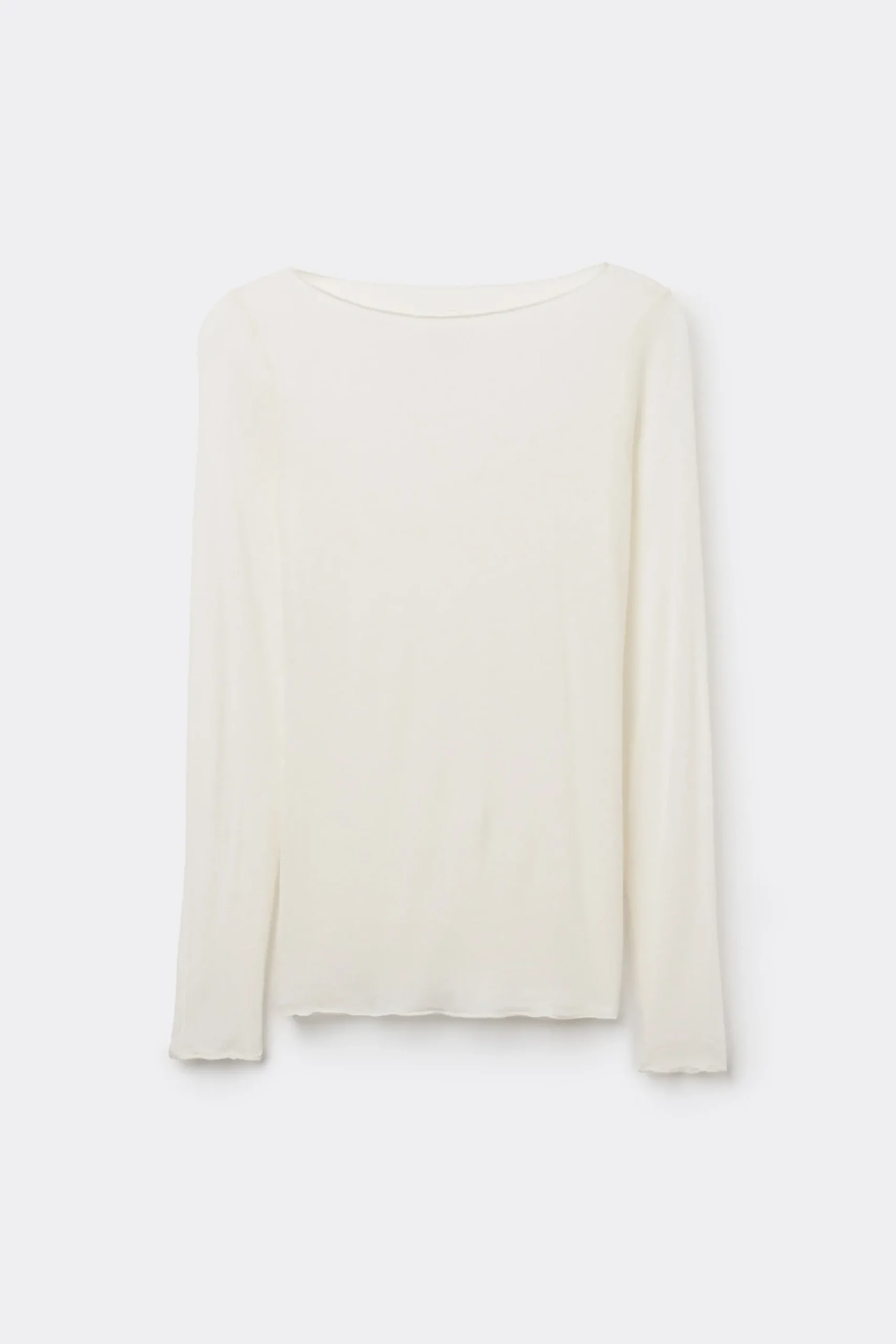 Maglia Manica Lunga in Modal con Cashmere e Scollo a Barchetta