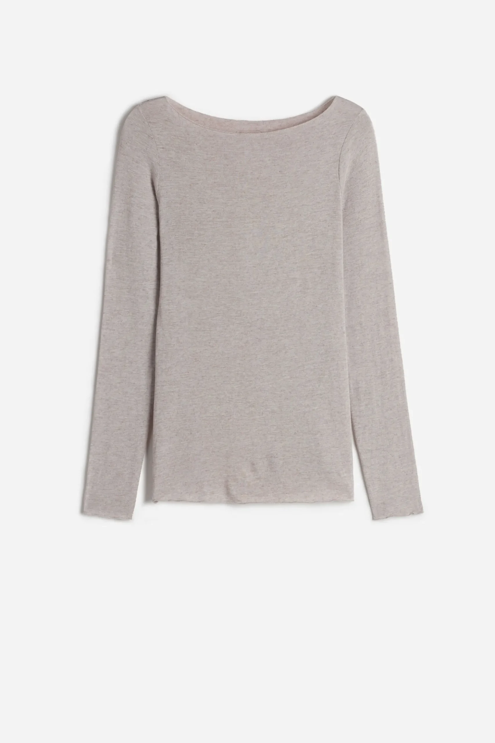 Maglia Manica Lunga in Modal con Cashmere e Scollo a Barchetta