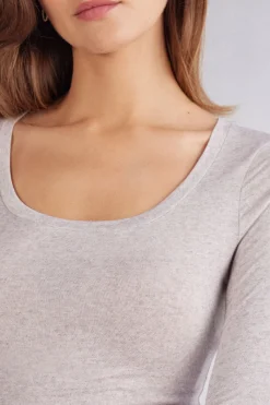 Maglia Manica Lunga Modal Ultralight con Cashmere Scollo Madonna