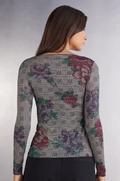 Maglia Manica Lunga Modal Ultralight con Cashmere Stampata