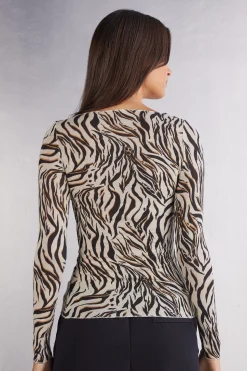 Maglia Manica Lunga Modal Ultralight con Cashmere Stampata