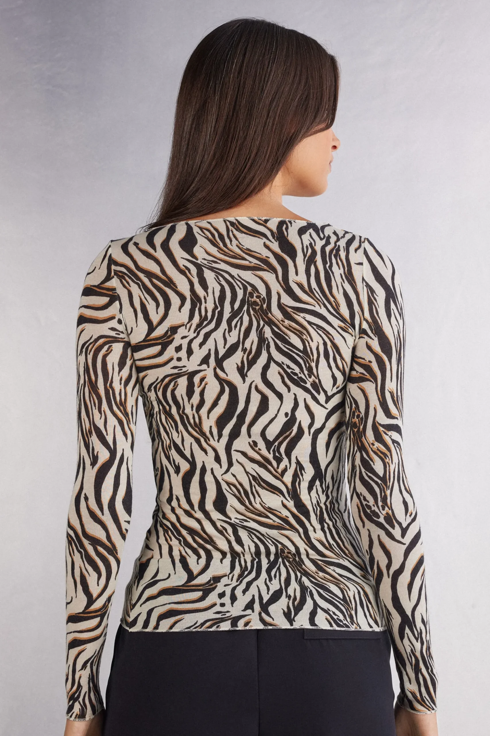 Maglia Manica Lunga Modal Ultralight con Cashmere Stampata