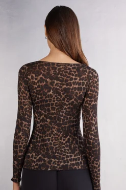 Maglia Manica Lunga Modal Ultralight con Cashmere Luxurious Leopard