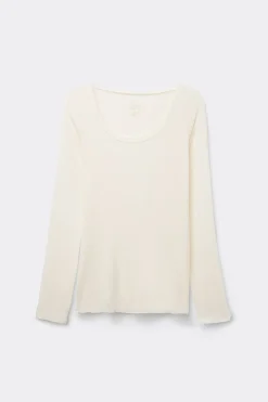 Maglia Manica Lunga Modal Ultralight con Cashmere Scollo Madonna