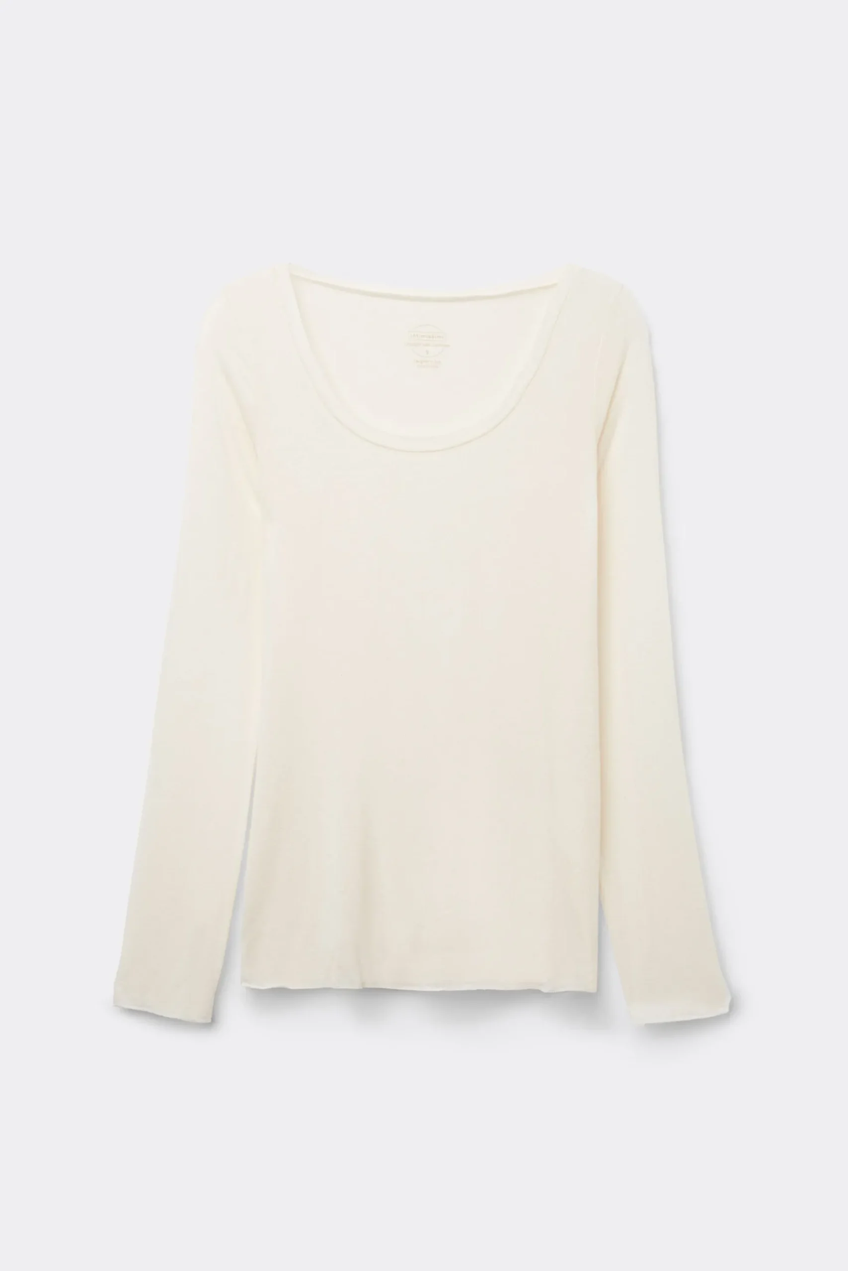 Maglia Manica Lunga Modal Ultralight con Cashmere Scollo Madonna