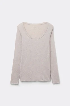 Maglia Manica Lunga Modal Ultralight con Cashmere Scollo Madonna