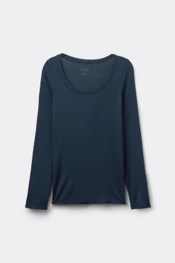 Maglia Manica Lunga Modal Ultralight con Cashmere Scollo Madonna