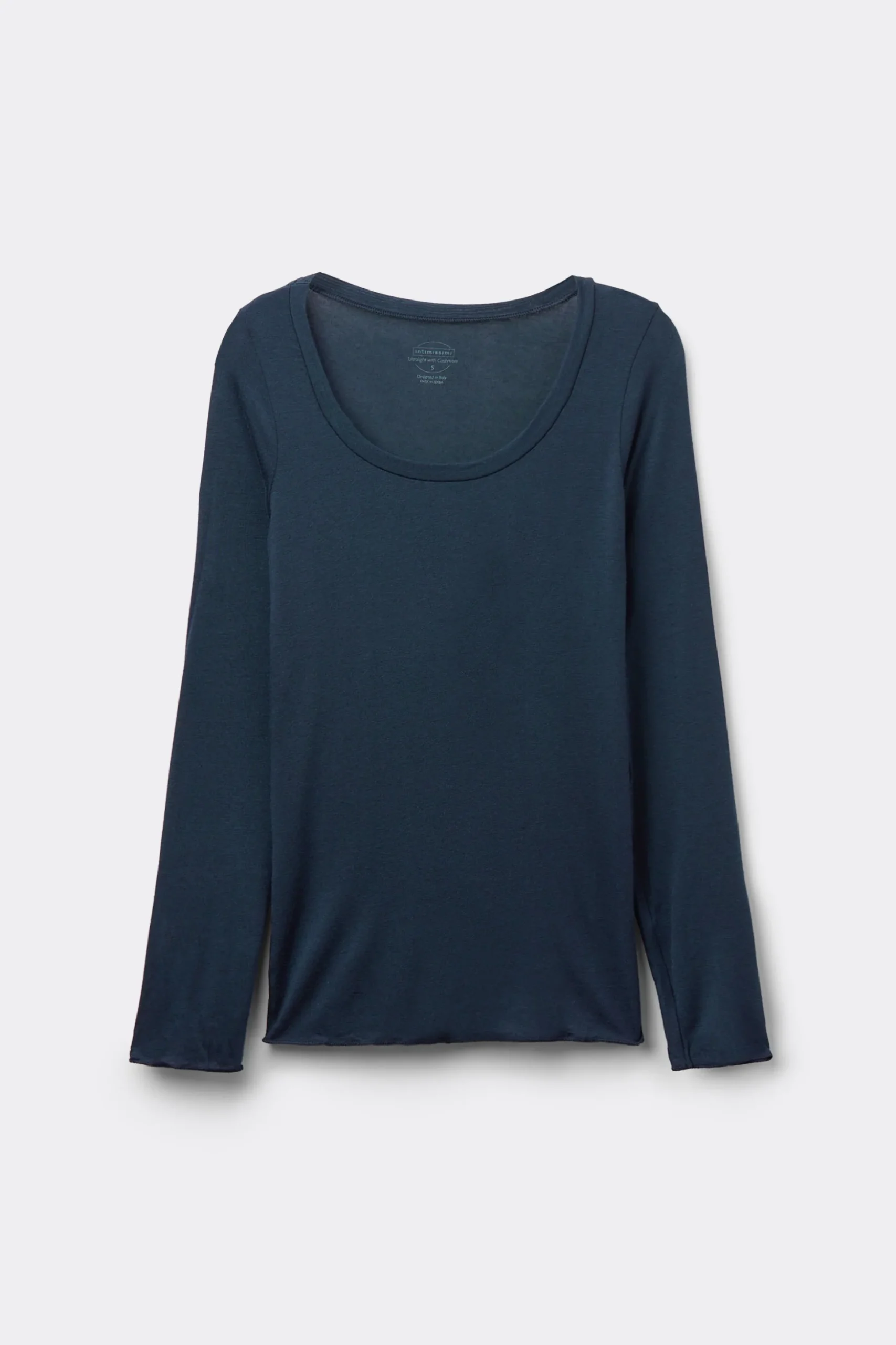 Maglia Manica Lunga Modal Ultralight con Cashmere Scollo Madonna