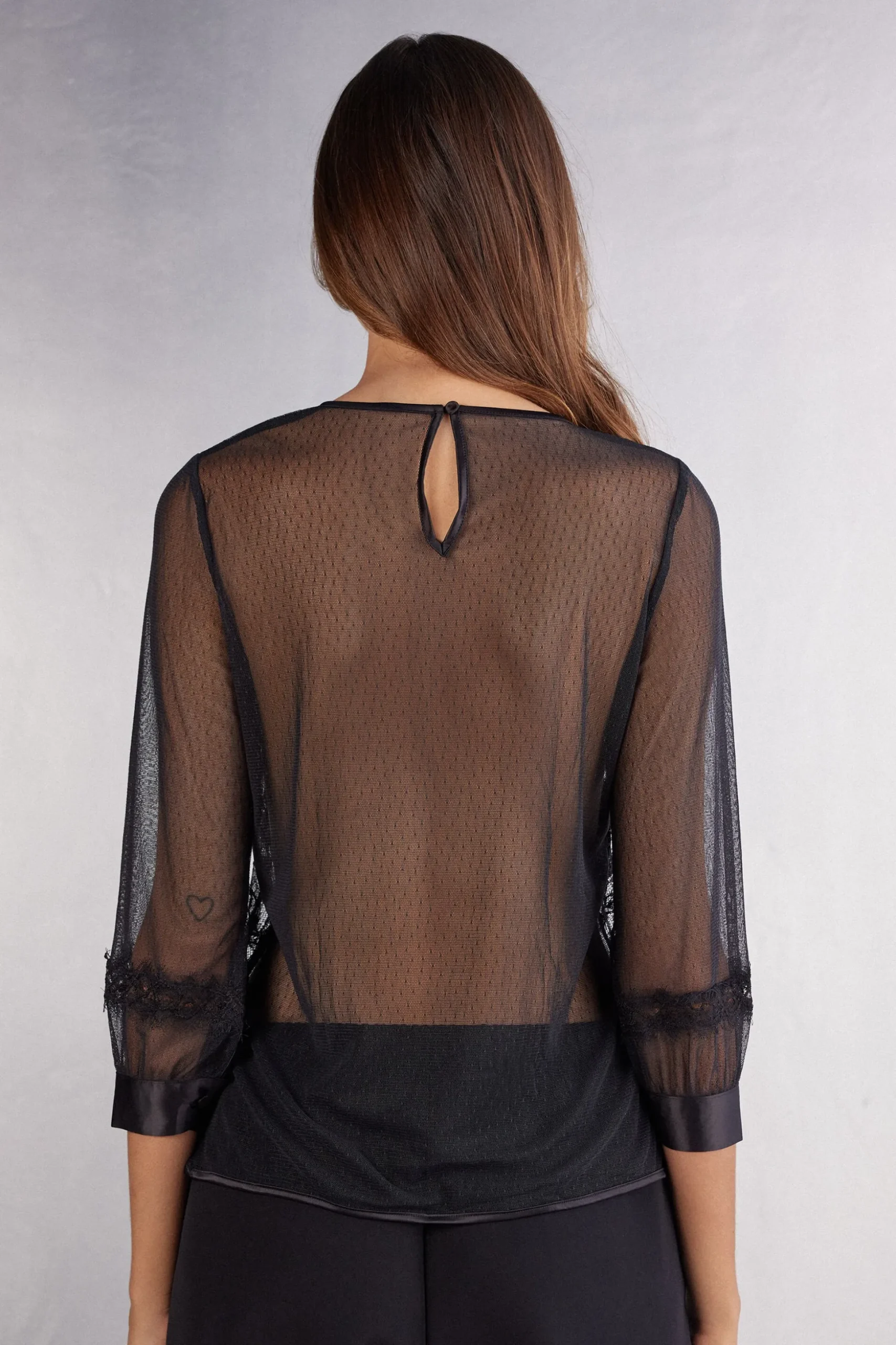 Maglia Manica Lunga Pizzo e Tulle Her Beauty