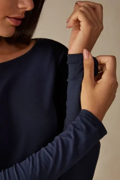 Maglia Manica Lunga Scollo a Barchetta in Micromodal