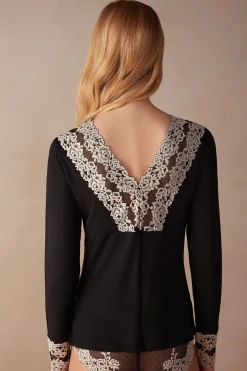 Maglia Manica Lunga Scollo a V Pretty Flowers