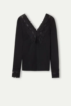 Maglia Manica Lunga Scollo a V Pretty Flowers