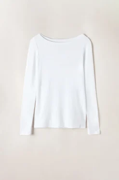 Maglia Manica Lunga Scollo a Barchetta in Micromodal