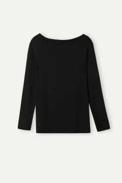 Maglia Manica Lunga Scollo a Barchetta in Micromodal
