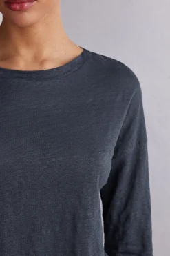 Maglia Scollo a Barchetta in Lino