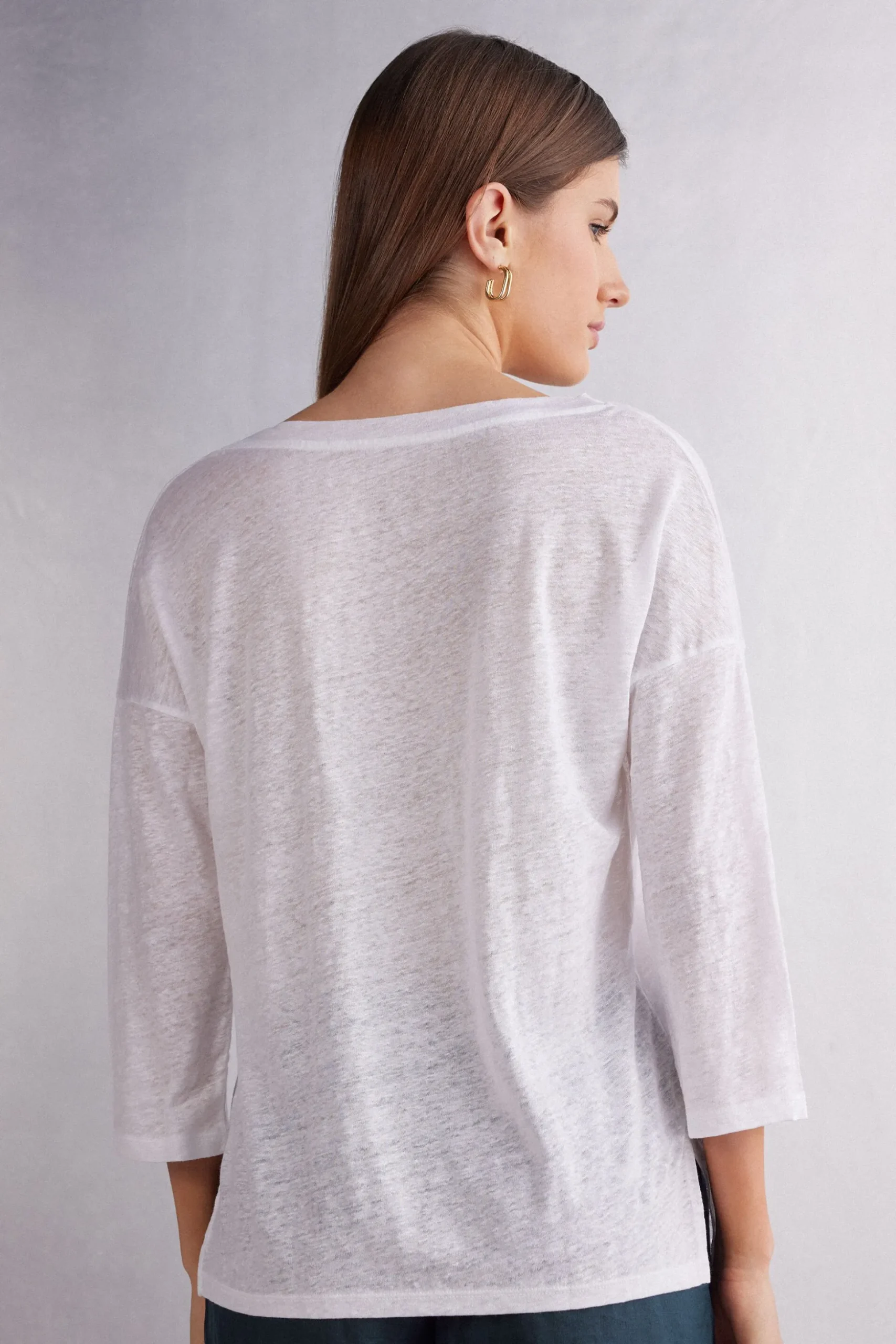 Maglia Scollo a Barchetta in Lino