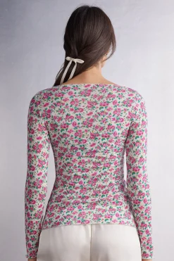 Maglia Scollo a Barchetta in Modal Ultralight con Cashmere Life is a Flower