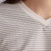 Maglia Scollo a V Creamy Stripes