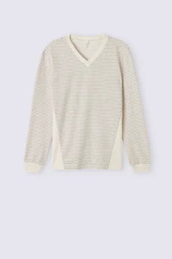 Maglia Scollo a V Creamy Stripes