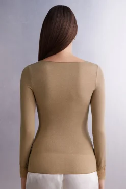 Maglia scollo a V in Modal Cashmere Ultralight e Pizzo