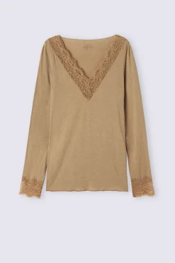 Maglia scollo a V in Modal Cashmere Ultralight e Pizzo