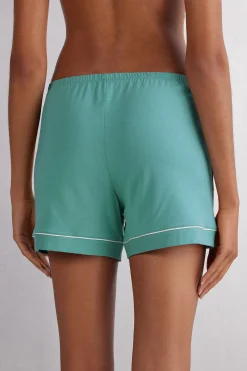Pantaloncino in Modal con Profili a Contrasto