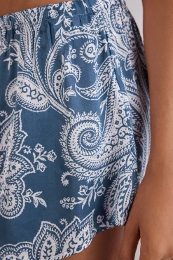 Pantaloncino in Raso di Viscosa Flower Paisley