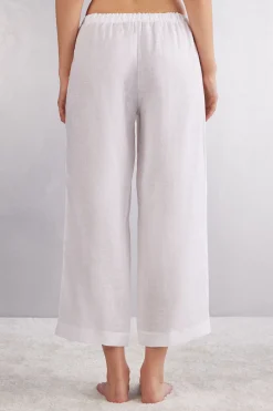 Pantalone Lungo con Coulisse in Tela di Lino